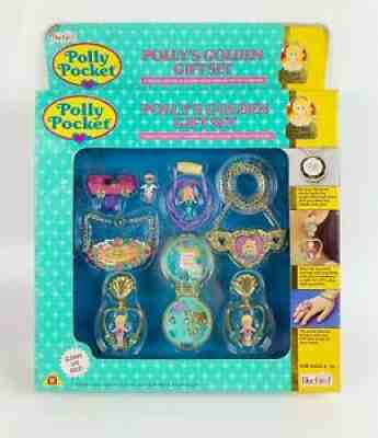 Polly Pocket Golden Gift set Gold Mermaid Earrings Necklace Locket Ring New Rare