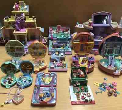 Huge Vintage Bluebird POLLY POCKET 80â??s / 90â??s 12 Sets 1 Locker 75 Figure & Acc.