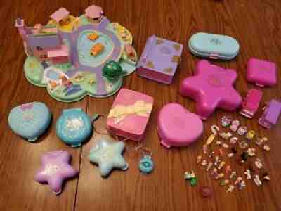 Huge Vintage Polly Pocket Lot Figures Mermaid Starlight Castle All Lights Work