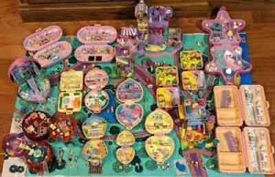 LOT! Vintage 1990's POLLY POCKETS 60 Figures 18 Compacts Blue Bird + Magic Ball!
