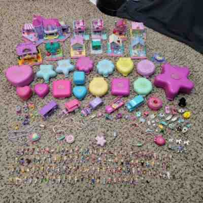 HUGE Lot of Vintage Bluebird Polly Pocket 120+ Figures Accessories 28 Playsets