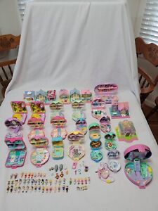 New ListingVintage 90s Polly Pocket Lot 56 Figures, 28 Play-Sets with Buildings & Compacts