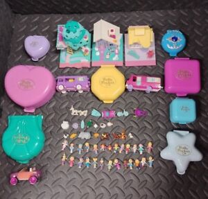 Bluebird Polly Pocket Vintage Retro Sets with Dolls and Accessories Huge Lot Vtg