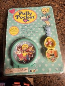 Polly Pocket Flip Top Quartz Watch Adjustable Strap 1994 Clock Set Only One RARE