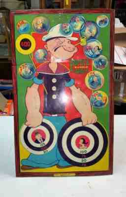 Vintage Rare Popeye Bubble Target Tin Standing Sign 1938