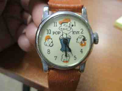 Vintage 1940s Popeye The Sailor Man Wrist Watch Olive Oyl Sweepea Whimpy Works!