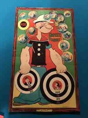 Vintage 1930â??s Popeye Bubble Target Tin Metal Game Free Shipping