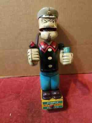 1950's BUBBLE BLOWING Popeye BATTERY OPERATED TIN TOY Linemar