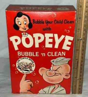 ANTIQUE UNOPENED POPEYE SAILOR MAN BUBBLE N CLEAN SOAP BOX CHILDREN BATH CLEANER