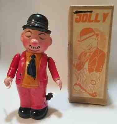 1940s Occupied Japan Celluloid Jolly Wimpy Character Unlicensed Wind Up Toy, Box