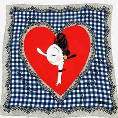 MOSCHINO Olive Oyl Silk Scarf Vintage 2005 "Forever In Our Hearts" Signed MINT