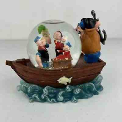 Popeye The Sailor Man Snow Globe Ship RARE HTF 1998 Olive Oyl Brutus Sweet Pea