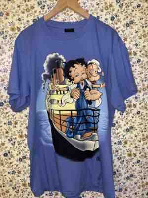 vintage Betty boop popeye titanic Parody t-shirt Tee 1998 king features size L