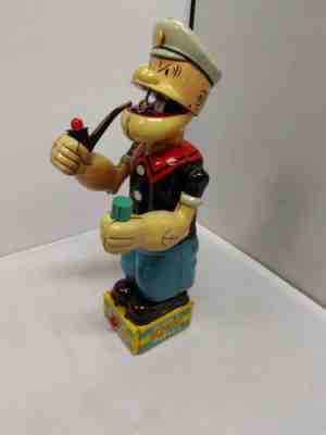 RARE Battery Operated Bubble Blowing Popeye Tin Toy by Marx 1950s WORKS