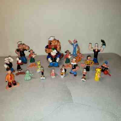 Vintage Popeye lot of 21 Figurines Olive Oyl Bluto Wimpy Sweet Pea