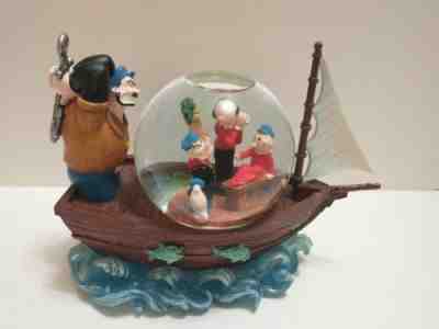 Popeye The Sailor Man Snow Globe Ship RARE HTF 1998 Olive Oyl Brutus Sweet Pea