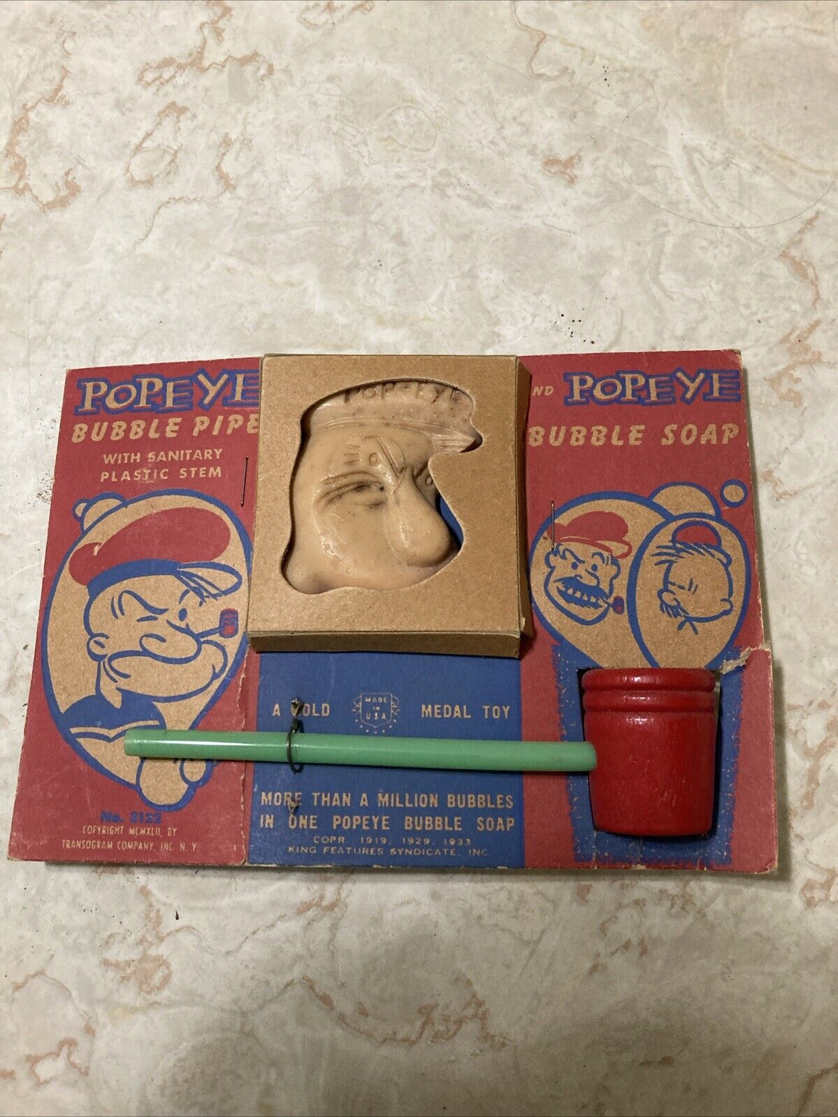 Vintage 1933 Popeye Bubble Pipe And Popeye Bubble Soap NOS