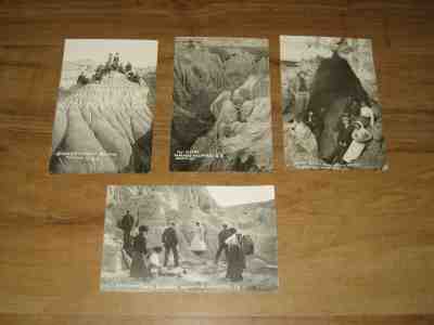 (4) 1912 RPPC-Group On Picnic Outing In Badlands Mellette County,SD-Real Photo