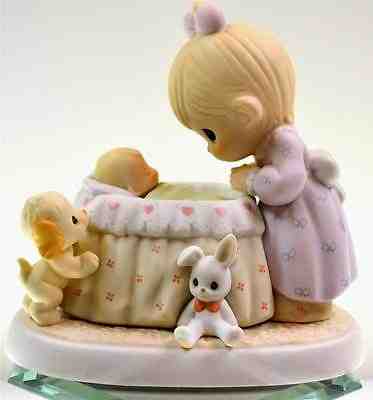 Precious Moments LOOKING OVER SLEEPING BABY IN BASSINET 891738 NIB