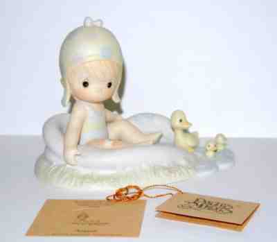 Precious Moments Figurine August Birthday Girl 110078 Pool Ducks ENESCO box