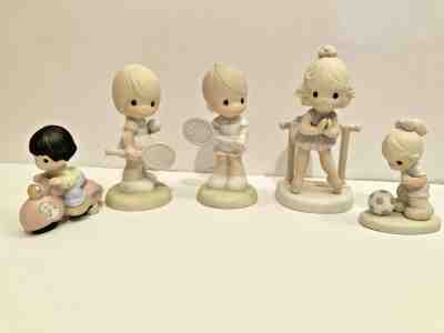 Lot of 5 Precious Moments Figurines Sports Tennis Soccer Ballerina