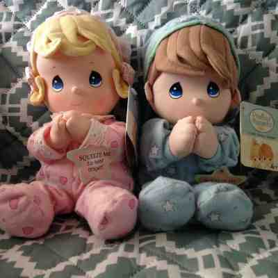 Precious Moments Brother & Sister Prayer Plush Dolls Now I Lay Me Down To Sleep