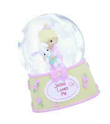 Precious Moments,  Jesus Loves Me, Resin/Glass Snow Globe, Girl, Musical, 132...