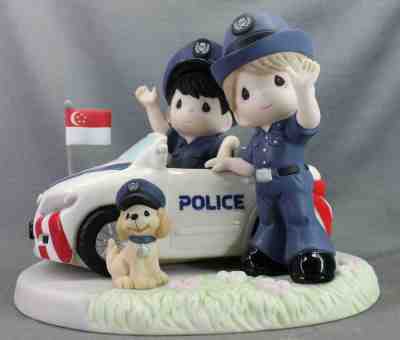 Precious Moments / Thoughts Singapore SERVE AND PROTECT Figurine Police Car