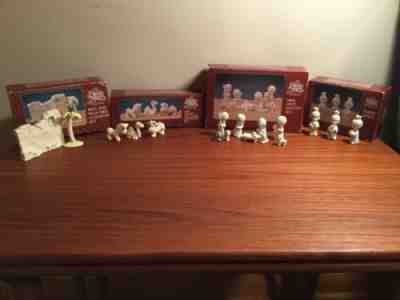Precious Moments Mini Pewter 17 Piece Nativity Scene 1989 Total 4 Sets Rare