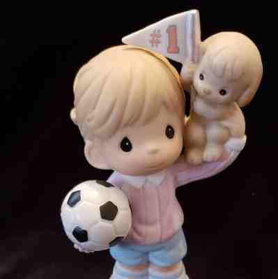 Precious Moments Girl Puppy Soccer Figurine