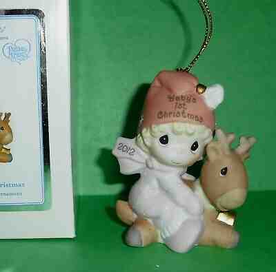 NIB Precious Moments 2012 GIRL Baby's First Christmas Ornament Annual Dated New