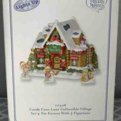 Precious Moments Candy Cane Lane Collectible Village  Toy Factory Lights Up