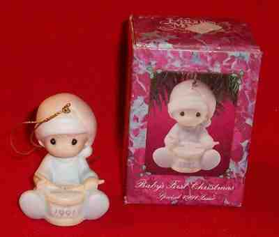 Enesco Precious Moments 1991 Baby's First Christmas Boy Ornament