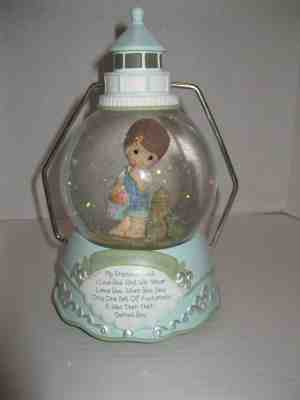 PRECIOUS MOMENTS FIGURINE Boy By Lighthouse Waterball ~ snow globe #152105 Jesus
