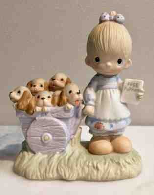 Precious Moments God Loveth a Cheerful Giver Girl Puppies 1977 Original 