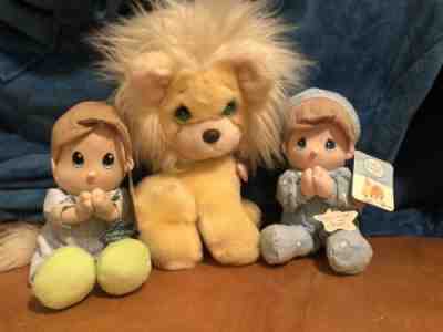 Vtg ‘85 Precious Moments Lion Plush 11” Animal 2 Stuffed Prayer Dolls NWT Nuby