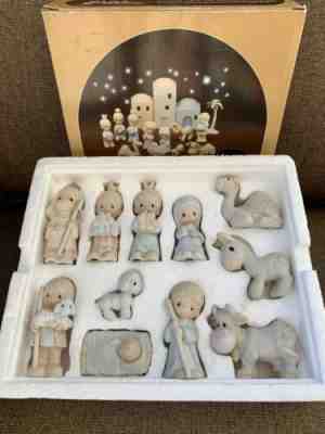 Come Let Us Adore Him 1982 Precious Moments 11 Pc Mini Nativity E-2395 TurbanBoy