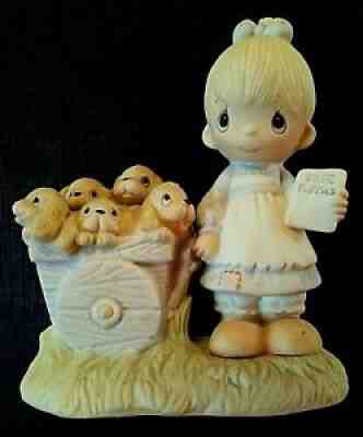 1977 Precious Moments Jonathan & David, Free Puppies "God Loveth" Enesco