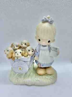 Vintage 1977 Precious Moments Free Puppies God Loveth a Cheerful Giver Enesco