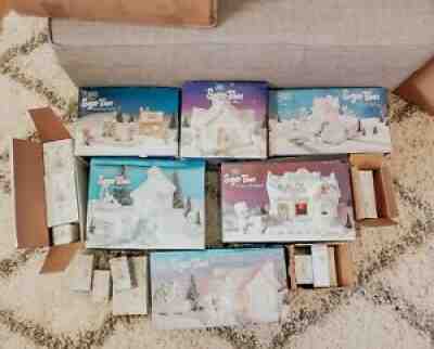 Precious Moments Christmas Village MASSIVE LOT With Figurines