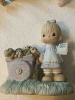 Precious Moments God Loveth a Cheerful Giver Free Puppies 1977 Rare Signed!