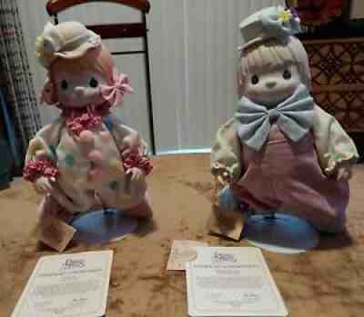 Precious Moments Candy & Bong Bong Clown Dolls Porcelain Head Hands 13