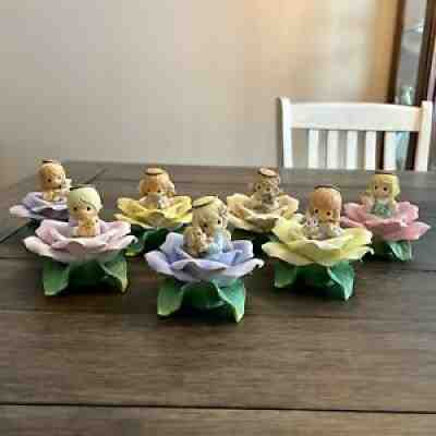 PRECIOUS MOMENTS Expressive Blossoms Complete 7 Pc. Porcelain Figurine Set 2003