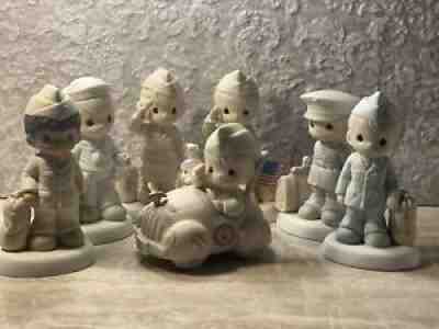 Precious Moments Lot of 7 Military Figurines Bless Those Who Serve Our Country!