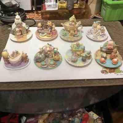 8 Vintage 90s Precious Moments Mini Tea Sets Figurines Noah's Ark Baby Circus