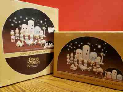 Precious Moments 4 Pc Nativity E-2387 & Come Let Us Adore Him E-2395 W/boxes