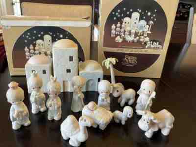 Precious Moments 4Pc Nativity E-2387 & 11pc Come Let Us Adore Him E-2395 W/boxes