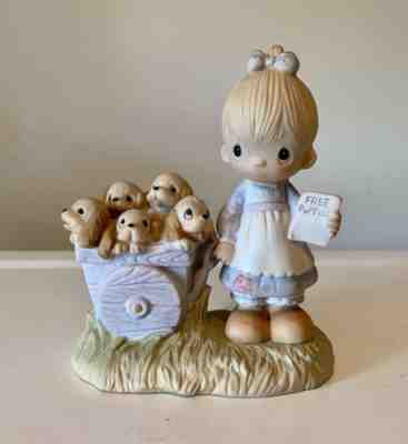 Precious Moments GOD LOVETH A CHEERFUL GIVER Original 21 Free Puppies Figurine