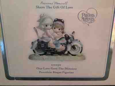 New in Box PRECIOUS MOMENTS Kids on Motorcycle Figurine Love Goes The Distance