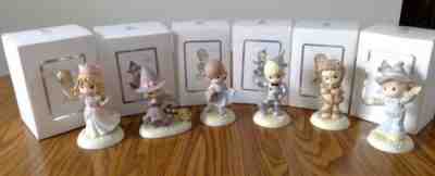 PRECIOUS MOMENTS WIZARD OF OZ SET OF 6 WITH BOX PORCELAIN RARE!